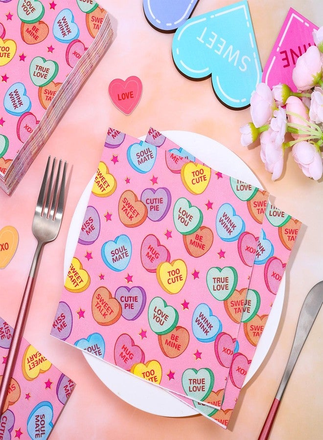 Whaline 80Pcs Valentine Paper Napkin Conversation Heart Luncheon Napkin Disposable Dessert Dinner Hand Napkin For Home Kitchen Party Supplies - Image 3